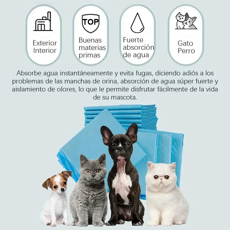 🐾Sabanillas Absorbentes para Mascotas 45x60cm – Pack x100 Unidades | 5 Capas | Desechables