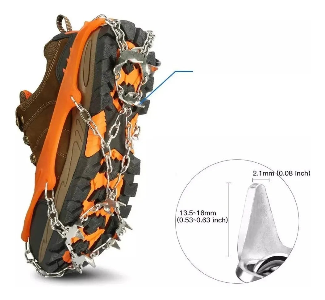 Crampones Antideslizantes para Hielo y Nieve | 8 Puntas de Acero Inoxidable | Con Bolsa de Almacenamiento