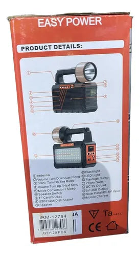 🔋 Kit de Energía Solar 4 en 1 | Linterna + Ampolletas LED + Radio + Carga USB | Easy Power EP-0118