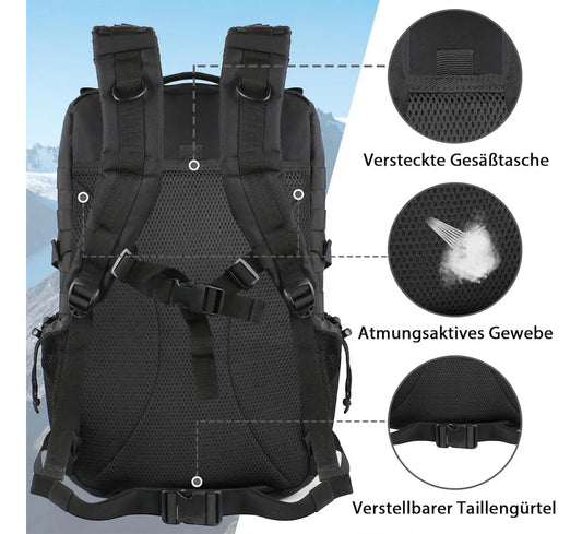 Mochila Táctica Impermeable Yorepek 1145 – 45L | Para Laptop 17.3” | Camping, Trekking y Outdoor